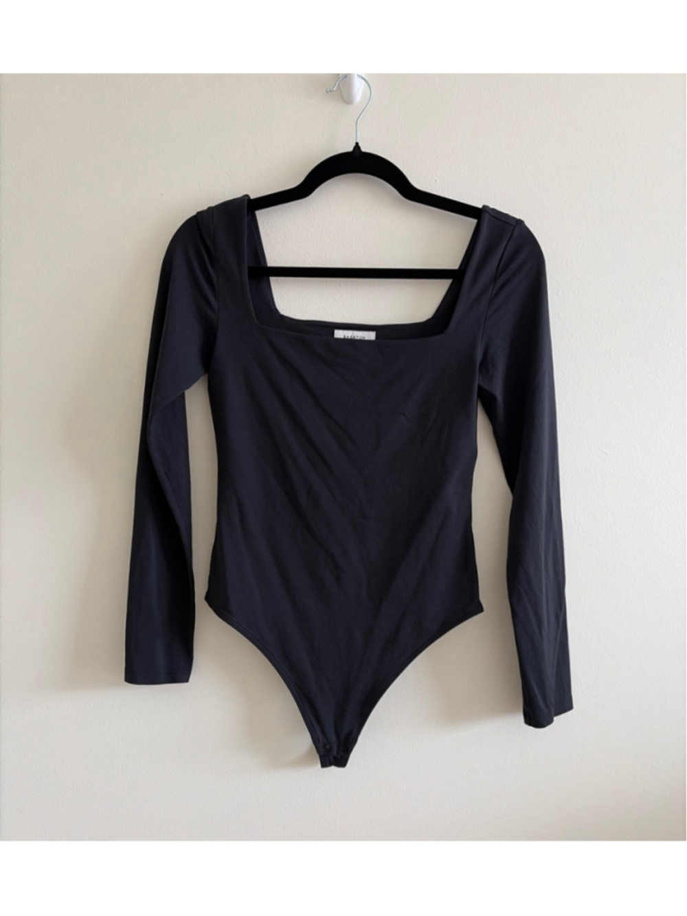 Women's Babaton Black Square Neck Long Sleeve Bodysuit M